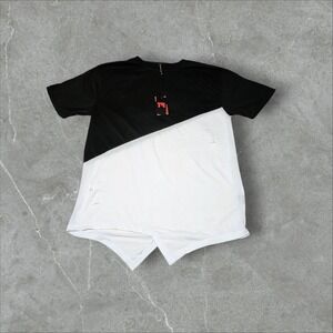 🔥 True Rock Diagonal Distressed Black/White Street Shirt Hip Hop Urban Wear 🔥